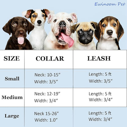 Ewinoom Soft Hemp Dog Collar and Leash Set Adjustable Woven Tweed Dog Collars with Metal Buckle and Lead for Small Medium Large Dogs,Grey