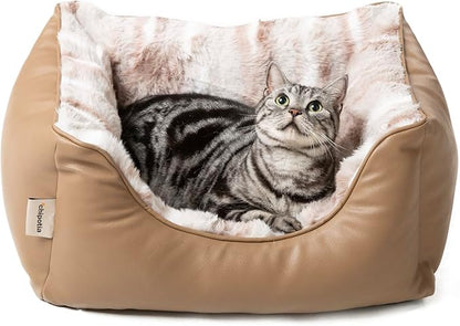 Rectangle Washable Orthopedic Dog Bed for Small, Medium Dogs, Soft Calming, Sleeping Puppy Bed Durable Pet Cuddler with Anti-Slip Bottom, S (24"x20"x10") (Black, Small) (Brown, Small)