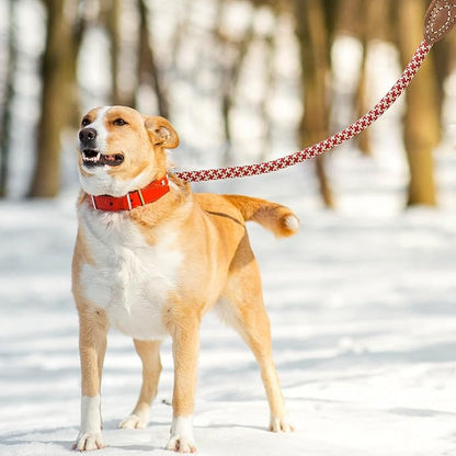 Mile High Life | Mountain Climbing Dog Rope Leash with Heavy Duty Metal Sturdy Clasp | Genuine Leather Tailored Connection with Strong Stitches (Red Khaki1, 60 Inch (Pack of 1))