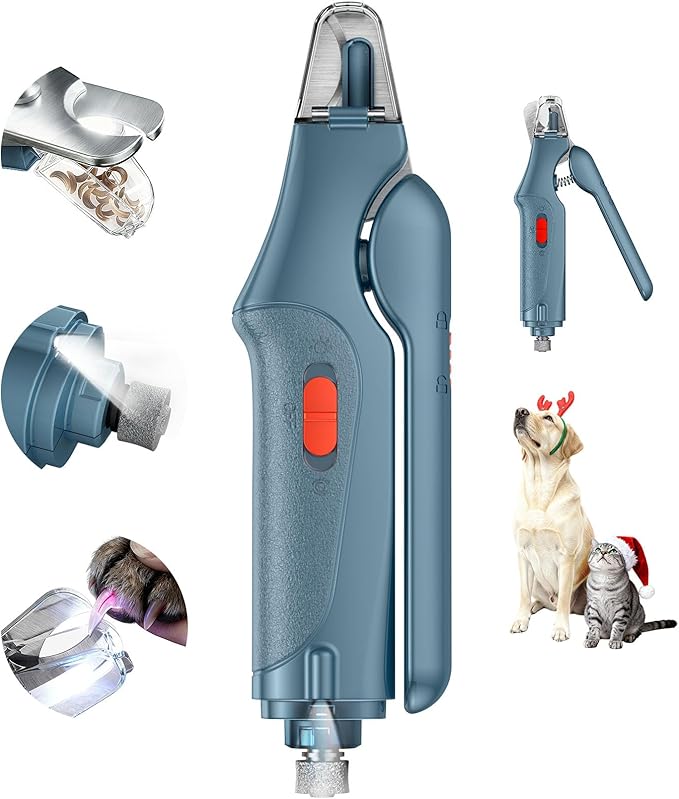 CATPICK 2-in-1 Cat Nail Clippers & Dog Nail Clippers Trimmers for Large Medium Small Dogs Cats Claw Trimmer Quick Sensor and Safety Guard USB Rechargeable with 2 LED Lights Dogs Nail Trimmer