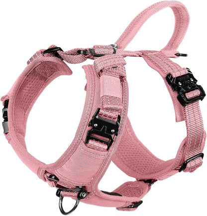 ICEFANG Dog Strap Harness with All-Metal Hardware,for Medium Sized Dog,K9 Vest,Y-Shape Soft Padding,Adjustable Pet Harness,No-Pull Front Leash Clip (Medium (Pack of 1), Pink)