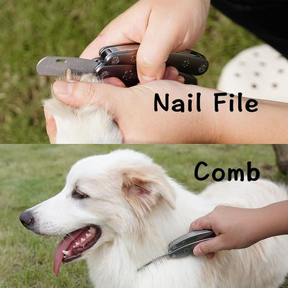 2025 Silent Design Nail Clipper for Anxiety Sensitive Dogs, Sharp Blade Cut Thick Nail Smoothly, 3 in 1 Compact Build-in Nail File & Comb, Heavy Duty Manual Professional Dog Nail Clipper