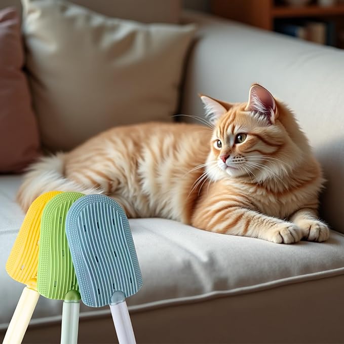 Cat Brush,2 in 1 Soft Cat Brush,Pet Brushes for Shedding,Soft Comb,Cat Brush for Shedding,Short or Long Haired Cats,Pet Grooming,Bath and Massage Brushes,Pet Hair Removal Tool(3 pcs)
