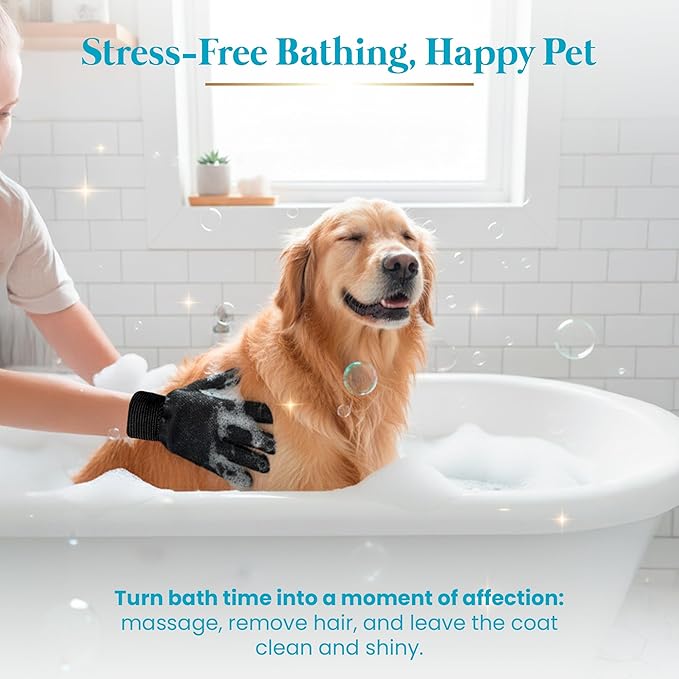 LVGSUN 3-in-1-Pet Hair Remover Gloves for Cats & Dogs, Grooming & Deshedding Mitt Set – 2 Gloves + Extra Pad, Reusable Fur Removal Tool for Shedding, Sofa, Clothes, Carpet & Car Interior