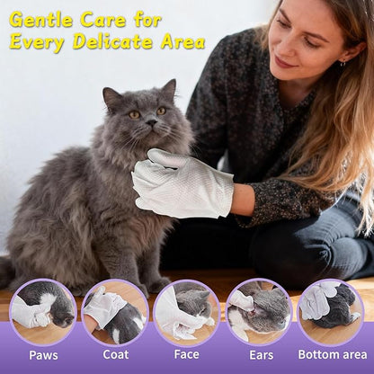 PawBubble Pet Wipes, Cleaning Glove Wipes for Dogs & Cats Hypoallergenic, Lick-Safe, Full-Body Grooming & Deodorizing Wipes for Daily Care, Home & Outdoor Use (20 Counts)