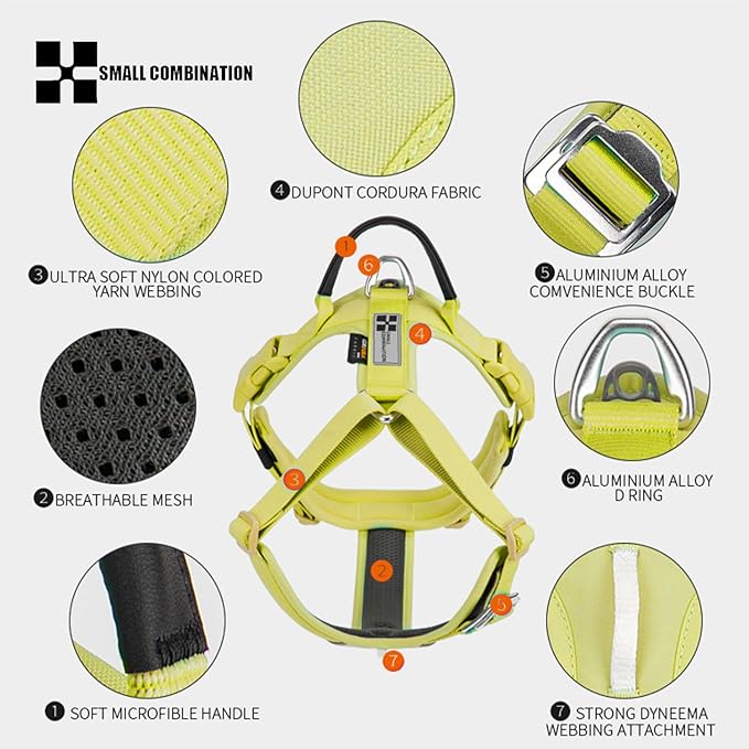 Adjustable Dog Harness with Handle, Padded Comfort,Small, Medium and Large Dogs (Lemon Yellow, XS)