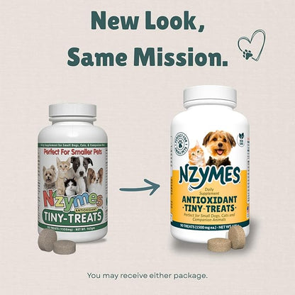 Nzymes® Antioxidant Tiny Treats - for Dogs Joints, HIPS, Paralysis, Skin, Coat, Hair Loss, Aging, Digestion, Seizures - Dog Treats for Small Dogs - 180 Treats - Made in The USA