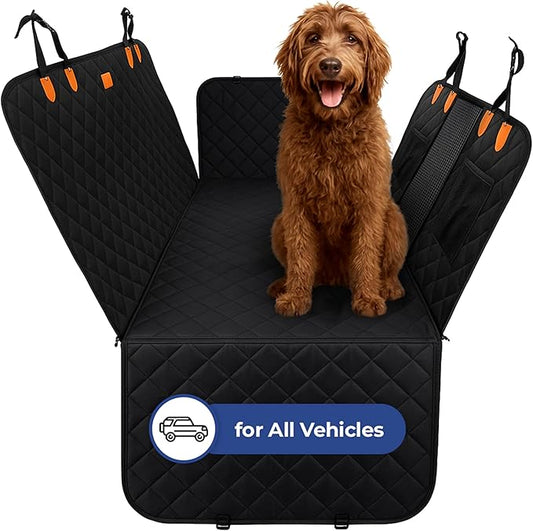 Ruff & Stuff Dog Car Seat Hard Bottom Cover for Back Seat Up to 170lbs | for All Vehicles | Waterproof Scratch-Resistant (Black)