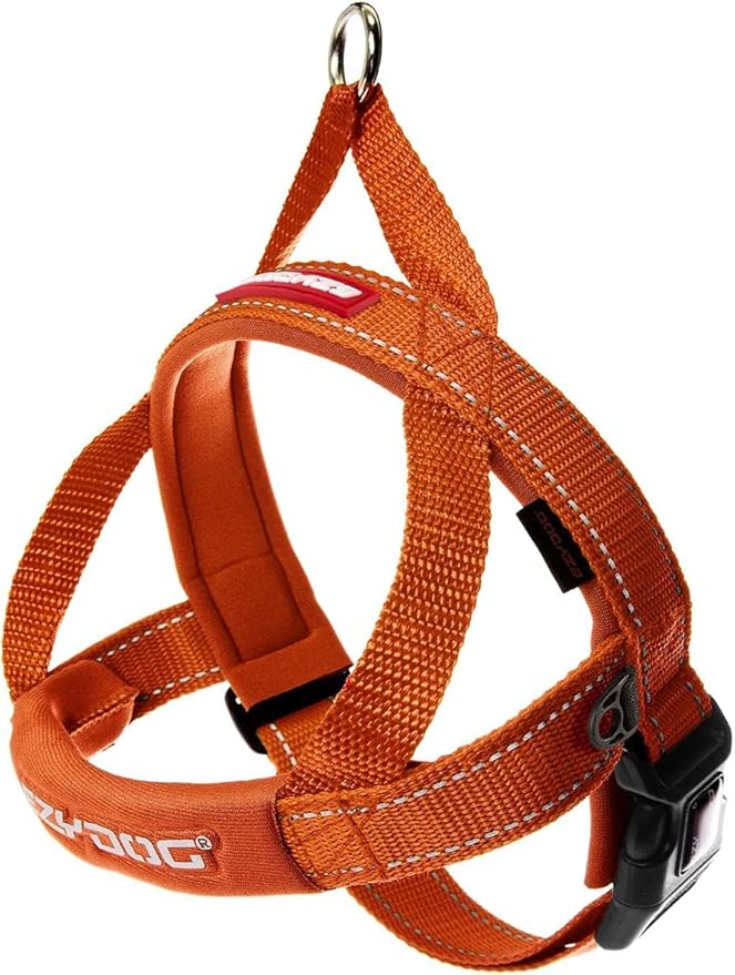 EzyDog Quick Fit Dog Harness – No Pull Harness for Training, Everyday Walking, and Easy Control - Adjustable Fit, Reflective, and Padded (Large, Orange)