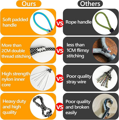 NTR 15FT Training Leash for Dogs, Nylon Rope With 2 Swivel Hooks and Soft Rubber Handle, Cat Puppy Lead for Small Medium Large Dogs - Training, Playing, Camping, or Backyard - Red