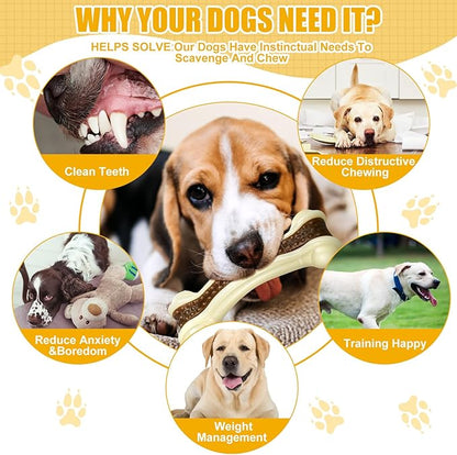 Sosation 10 Pcs Dog Chew Toys for Aggressive Chewers Nylon Beef Flavor Dog Bones Tough Puppy Teething Toys Puppy Chew Bones for Large/Medium/Small Breed Dogs Puppies Pets Chew Toys (6.3 x 2.17 Inch)