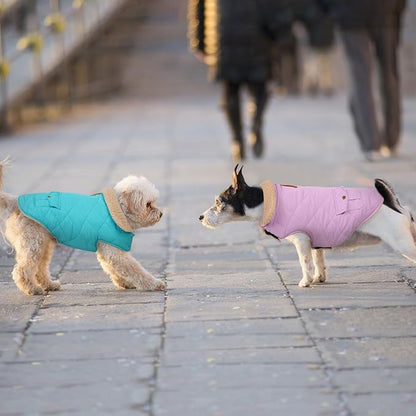 Dog Winter Coat for Small Dogs, Puppy Solid Jacket, Pet Warm Coat for Cold Weather, Windproof Pets Thickened Outfits Garments Indoor Outdoor, Lilac XS