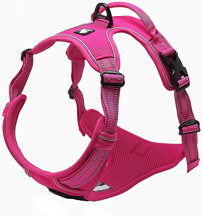 TRUE LOVE Adjustable No-Pull Dog Harness Reflective Pup Vest Harnesses Comfortable Control Brilliant Colors TLH5651(Fushcia,XS)