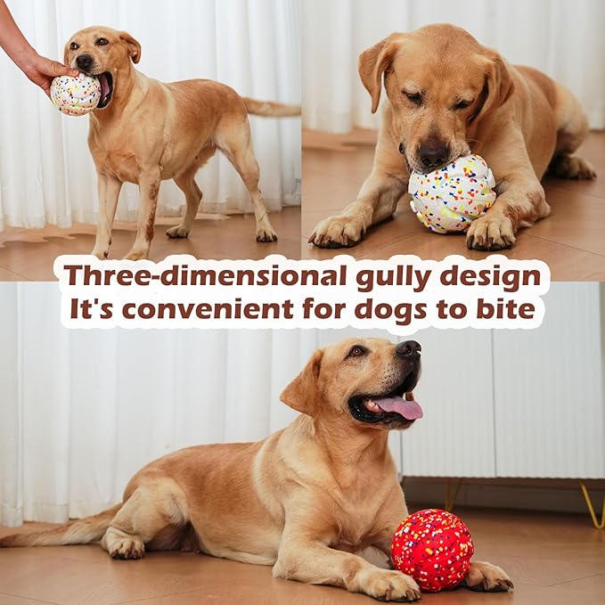 CAISHOW Dog Ball Squeak Toys (Bell Ball 5.12in Blue)