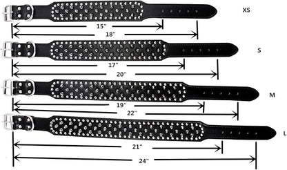 Hoot PU Leather Adjustable Spiked Studded Dog Collar 2" Wide 43 Spikes (L(Neck 21"-24"), Red)