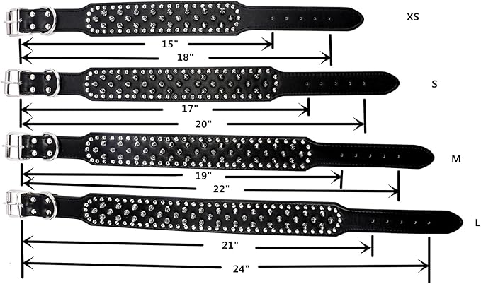 Hoot PU Leather Adjustable Spiked Studded Dog Collar 2" Wide 37 Spikes (M(Neck 19"-22"), Red)