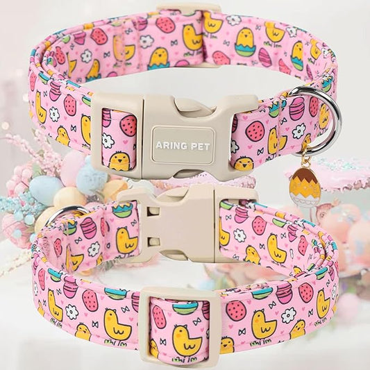 ARING PET Easter Dog Collar-Cute Adjustable Pink Chick Pet Collars Puppy Collar Gifts with Quick Release Buckle for Girl Boy Dogs-XS