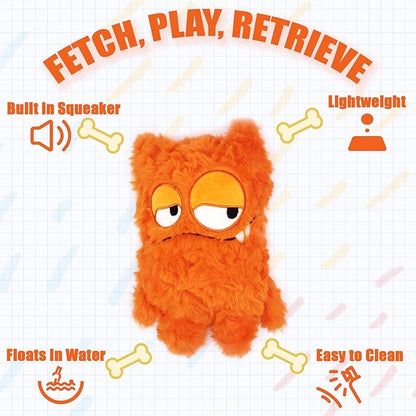 HUGEME Squeaky Dog Toy, Plush Stuffed Dog Toy Keep Them Busy Tug of War Dog Chew Toy for Small Medium Large Dogs (Orange)