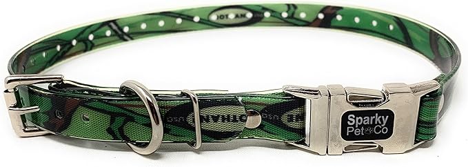 Sparky Pet Co - Apollo ECollar Replacement Strap - Dog Collar - Waterproof Biothane - Adjustable - Double Buckle - Quick Snap Metal Clasp - for Invisible Fence Systems - 1" x 30" (Green Camo)