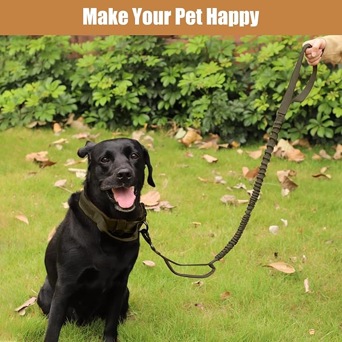 Tactical Dog Collar Leash Set, Adjustable Military Training Nylon Collar Dog Training with Control Handleand Metal Buckle, Dog Collar for Medium Large Dogs (Green,XL)