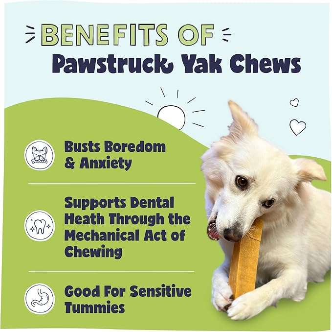 Pawstruck Himalayan Yak Dog Chew (3–4 oz Pieces) – Natural Yak and Cow Milk Cheese, Long-Lasting Jumbo Treat, Thick Chew Stick – 3 Pack – Packaging May Vary