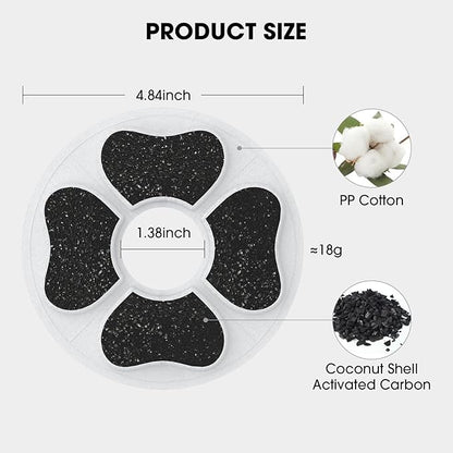 DEEIPET 8 Packs Cat Water Fountain Food Grade Replacement Filters & Sponges for 74oz, 135oz Automatic Pet Fountain Dog Water Dispenser