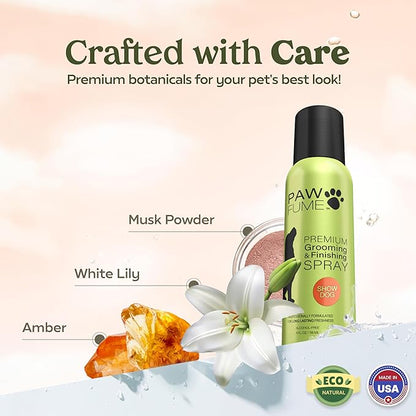 Paw Fume Dog Perfume Spray Long Lasting Scent for Grooming, Show Dog, 2-Pack – Keep Your Pup Fresh All Day – Hypoallergenic, Alcohol-Free, Detangling Formula – Moisturizing Pet Cologne Spray for Dogs