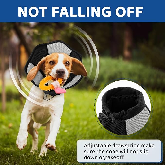 SUNFURA Dog Cone - Soft Cone for Dogs to Stop Licking, Pet E-Collar Alternative After Surgery, Adjustable Pet Recovery Collar for Wound Healing, Black Large