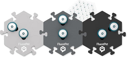 FluentPet Speak Up! Get Started Kit with Clearer Upward-Facing Sound - 6 Recordable Buttons for Dogs & 3 Grey HexTiles | Dog & Cat Communication Buttons Set | with Batteries