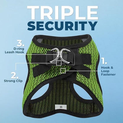 Best Pet Supplies Voyager Step-in Air Harness - All Weather Mesh, Reflective, No Pull Harness for Dogs, Cats - Secure with Hook & Loop Fastener, Buckle, Double D-Rings - Lime Green 2-Tone, XL