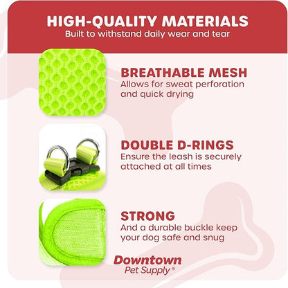 Downtown Pet Supply Step in Dog Harness for Small Dogs No Pull, X-Small, Atomic Yellow - Adjustable Harness with Padded Mesh Fabric and Reflective Trim - Buckle Strap Harness for Dogs