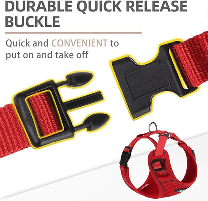 PUPTECK Small Dog Harness and Leash Set, No Pull Adjustable Puppy Cat Harness, Reflective Soft Mesh Pet Vest Small Sized, Red, M