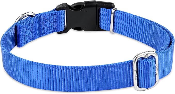 Hyhug Small Dog Collar Quick-Release Blue| Heavy-Duty Nylon Puppy Collar, Adjustable & Durable Pet Supplies for Boy & Girl Dogs (Small, Bright Blue)