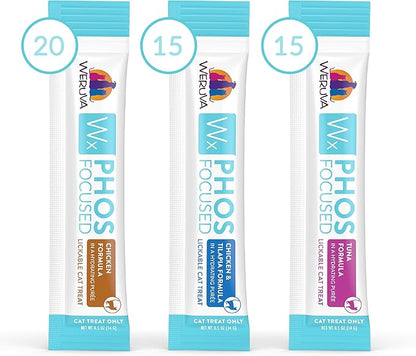 Weruva Wx Phos Focused, Lickable Cat Treat Variety Pack, 0.5oz Tube, Pack of 50