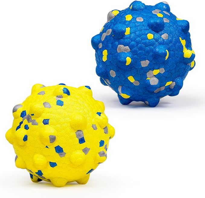 Moonorange Dog Tennis Balls for Aggressive Chewers, Indestructible Durable Bouncy Interactive Toy for Dogs Fetch Game Lightweight Floating Outdoor Training(Yellow+Blue Large)