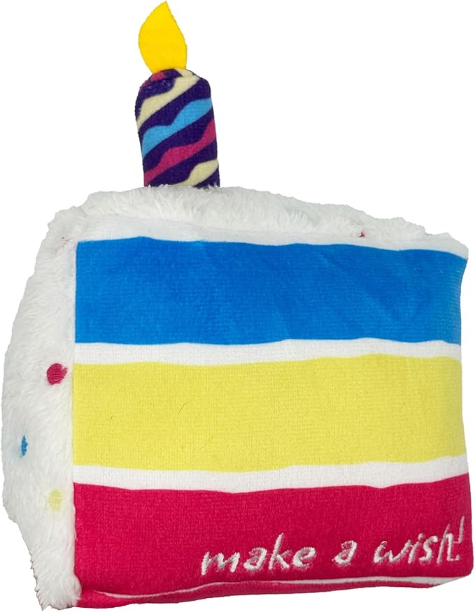 Huxley & Kent Funny Dog Toy w/Squeaker – Birthday Power Plush Squeaky Dog Toys for Small, Medium & Large Dogs – Soft Stuffed Animal for Indoor Play & Fetch - Make a Wish Cake, Small