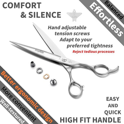 High-end Professional Dog Grooming Scissors Pet Grooming Shears 7.5 Inches Extremely Very Sharp Made Of Stainless Steel Alloy By Hand For Dog Cat Groomer