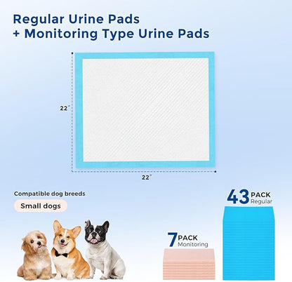 ZOMISIA Health Monitoring Puppy Pee Pads for Dogs 22" x 22" - 7 Color Changing Pee Pads with pH Indicator + 43 Dog Potty Training Pad, Odor-Control, Super Absorbent & Leak-Proof, 50 Count
