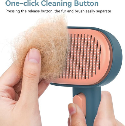 Aumuca Self-Cleaning Shedding Brush for Dogs & Cats, Gentle Deshedding Tool for Long & Short Hair Pets, Easy Hair Removal Grooming Brush