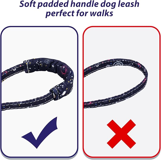 Dog Collar and Leash Set Adjustable Girls Puppy Floral Collars with Bow Tie for Small Medium Large Dogs(XS, Blue Planet)
