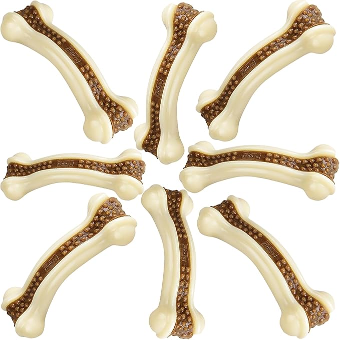 SPEREELER Dog Bones Chew Toys for Aggressive Chewers, 2 Pack Real Beef Flavor,Indestructible Teething Chew Toys for Large/Medium/Small Breed,Tough Toy with Durable Nylon