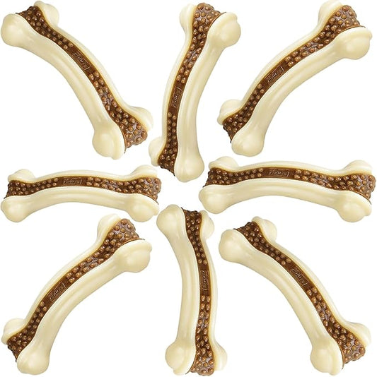 SPEREELER Dog Bones Chew Toys for Aggressive Chewers, 2 Pack Real Beef Flavor,Indestructible Teething Chew Toys for Large/Medium/Small Breed,Tough Toy with Durable Nylon