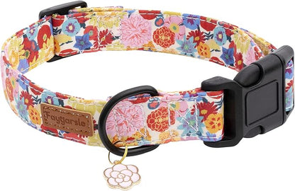 Faygarsle Floral Dog Collar for Girls and Female Dogs Soft and Fancy Pet Collar with Flower Design Ideal Pink Dog Collar for Small Medium Large Dogs M