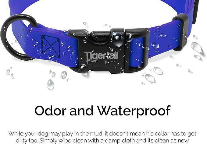 Tiger Tail X Small Indigo Dog Collar | Waterproof and Odor-Proof for Active Pets | Durable, Anti-Mat, and Lightweight Design | Made with Premium Coated Nylon | Suitable for Extra Small Breed Dogs