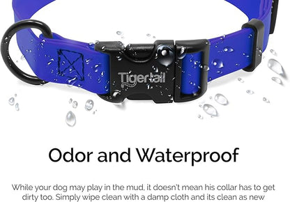 Tiger Tail X Small Indigo Dog Collar | Waterproof and Odor-Proof for Active Pets | Durable, Anti-Mat, and Lightweight Design | Made with Premium Coated Nylon | Suitable for Extra Small Breed Dogs