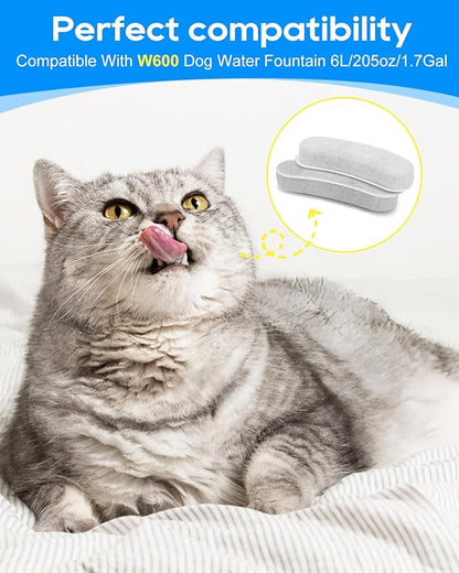 Cunina 12 Pack Dog Water Fountain Filters Replacement Compatible with W600 Automatic Water Bowl Dispenser, Pet Fountain Charcoal Filters Fit for 205oz/6L Dog Fountain Bowl for Large Dogs