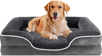 NEWBULIG 35x25 Inch Orthopedic Dog Bed Large Sized, Dog Couch/Sofa Bed with Washable Cover, Waterproof, Memory Foam, Soft Fluffy Surface