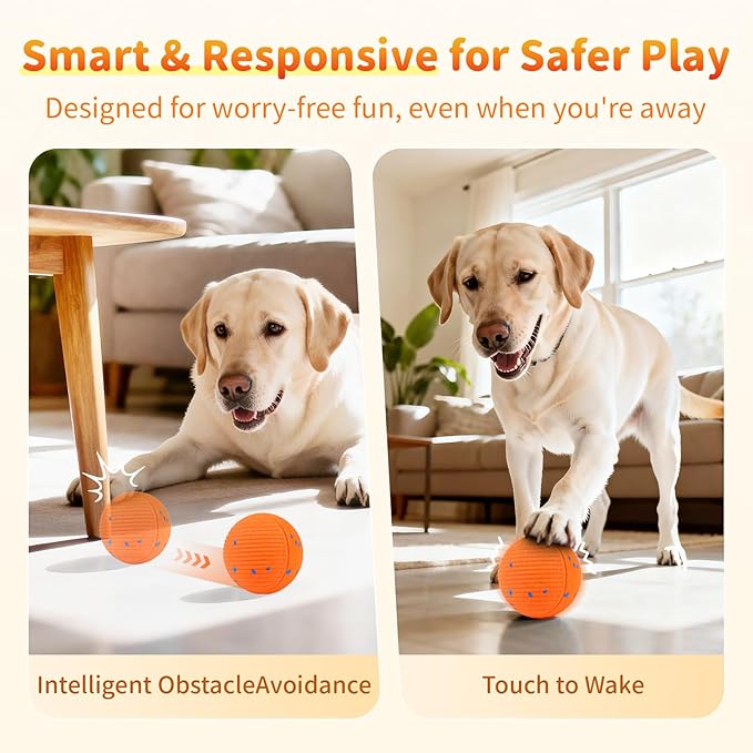 Bsyisoue Interactive Dog Toys – Automatic Moving Dog Ball, Auto Bounce & Roll, Chew-Resistant E-TPU, IPX7 Waterproof, 3 Play Modes, One-Click, USB Rechargeable – Indoor/Outdoor for Med/Lg Dogs