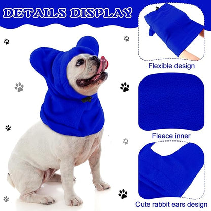 Clysee Winter Dog Hats Quiet Ears for Dogs Ear Muffs Pet Neck Warmer Scarf Hoodie Noise Protection Cover Beanie Head Wrap Costume for Pet Dog Cats(Blue,M)