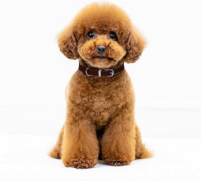 OOPSDOGGY Rolled Leather Dog Collar Reflective Roll Collars for Small Medium Large Dogs Puppy (Cognac, XS, 8''- 11'')